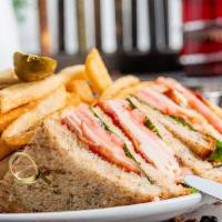 *Club House Sandwich · Sliced smoked turkey, smoked bacon, lettuce, tomato and mayo on nine grain toast