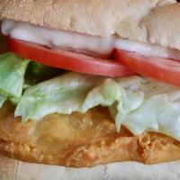 Fish Sandwich · A huge, battered piece of cod, fried and served with a side of tartar sauce.