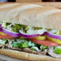 Veggie Sub · Green peppers, mushrooms, savory garlicbutter, lettuce, tomatoes, red onionsbanana peppers, ...