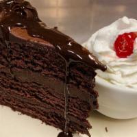 Jumbo Chocolate Cake · Triple layer jumbo chocolate cake with vanilla ice cream. Enough for 2 people!