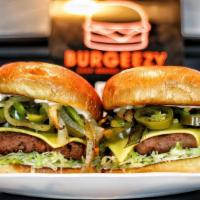 Philly Steak  · Patty, provolone cheese, sautéed mushrooms, green bell peppers, sweet onions, jalapeño peppe...