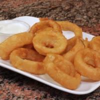 Onion Rings Jumbo · Jumbo onion rings fried comes with ranch dipping sauce on the side