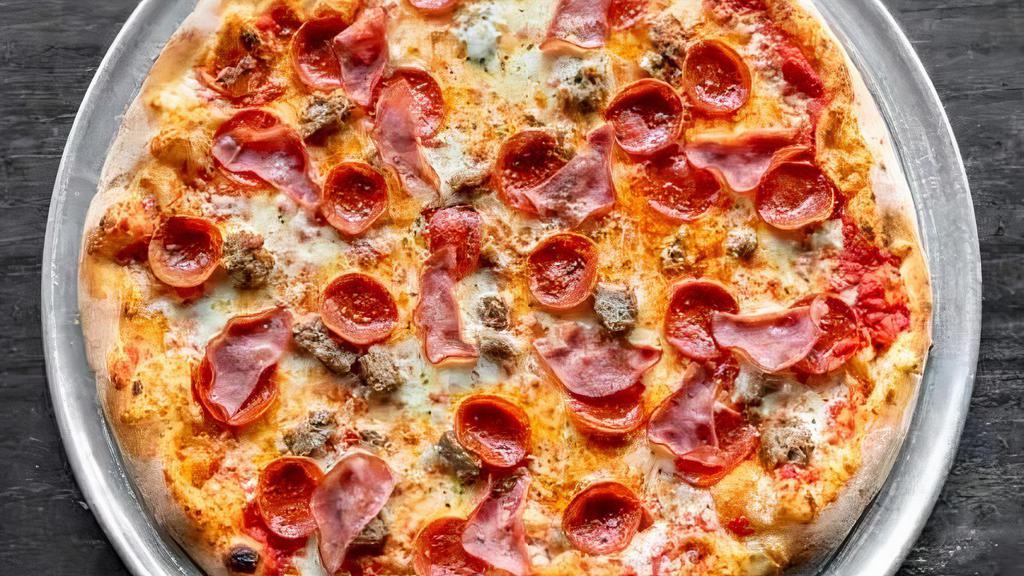 Meat Your Heart Out  · Pepperoni, italian sausage and canadian bacon.
