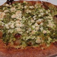 Pesto Flatbread · Vegetarian. Basil pesto, goat cheese and extra virgin olive oil. Make it gluten free for an ...