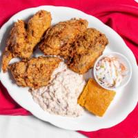 5 Piece Fried Chicken Dinner · 2 breasts, thigh, leg, wing, buttermilk battered & fried, garlic mashed potatoes, cornbread,...