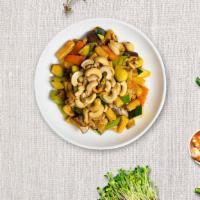 Pad Nuts Plate · Roasted almond or cashew, celery, water chestnut, baby corn, bell pepper, bamboo shoot, and ...