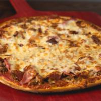 Meat Classic Pizza · Pepperoni, sausage, Canadian bacon, ground beef.