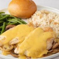 Honey Mustard Chicken · Grilled chicken breast topped with honey mustard . sauce, sautéed mushrooms and onions. . Ch...