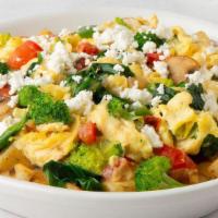 Veggie Scrambler* · Scrambled eggs, cream cheese, mushrooms, green peppers, broccoli, spinach, tomatoes, onions ...