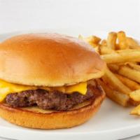 Kid'S Crush Cheeseburger · Fresh, never frozen, ground beef patty with American cheese, tomato and pickles.