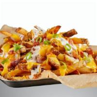 Bacon, Cheddar And Ranch Fries · Bacon, cheddar cheese, green onions and Bacon Tomato Ranch sauce