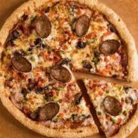 Classico Italiano Pizza · Pepperoni, Italian sausage, Canadian bacon, onions, mushrooms, red and green peppers, Parmes...