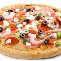 House Special Pizza · Lean Canadian bacon, freshly sliced pepperoni, mushrooms, fresh onions, green peppers, black...
