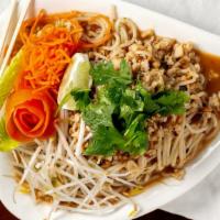 Thai Style Spicy Noodles · Spicy. Homemade noodles, ground peanuts and ground chicken mixed with Thai spicy sauce and s...