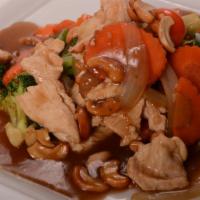 Cashew Nuts With Chicken · Cashew nut, carrot, broccoli, onion, and bell pepper.