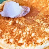 2 Cakes · Voted best pancakes in town! 2 large special recipe cakes. Served with side of fruit