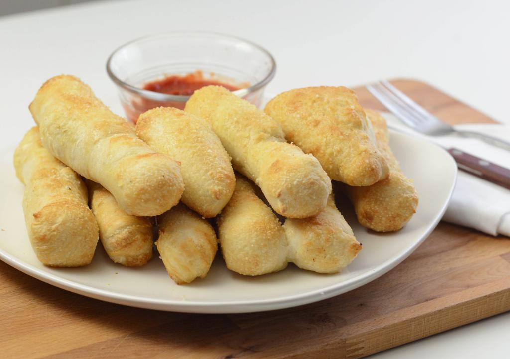 Our Famous Bambino Bread (10 Pieces) · Served with pizza sauce.