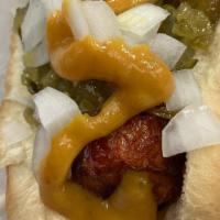 Our Signature Roasted Charred Vegan Carrot Dog · w/ Schwartz’s Pickle Spear. Sweet Spicy Mustard, Hoisin Sauce, Jalapeño Sweet Pickle Relish ...