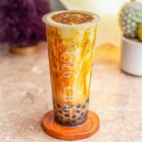 #1 Dirty Boba · Caffine-free, Lactose Free milk, inclued cheese milk foam, and boba.