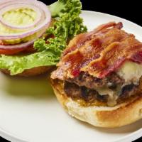 Bacon Cheeseburger · (Half-Pound burger served with lettuce, tomato and pickle)