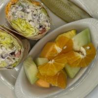 Chicken Salad Wrap Deluxe · (Chicken salad, lettuce, tomato, cheddar cheese) Peanut Allergy
Served with your choice of F...