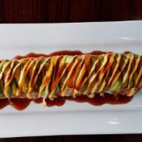 Dragon Roll · In Eel, cucumber, avocado, Out- Avocado, ell sauce, and spicy mayo.