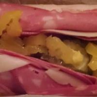 Super All Meat Sandwich · Fresh Sliced Mortadella (Italian Bologna), Bologna, Hard Salami, Lean Ham and Provolone Chee...