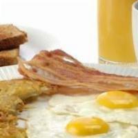The American Way · Eggs, toast and your choice of bacon, ham, sausage, or veggies.