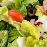 Antipasto Salad · Lettuce, salami, ham, provolone cheese, olives, banana peppers, red onions and tomatoes.