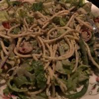 House Salad · romaine, pasta salad, green beans tomato, onion, house-made vinaigrette