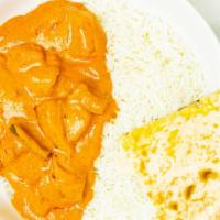 Chicken Tikka Masala · Chicken kebob in bay leaf flavored creamy tomato sauce with bell peppers and onion.