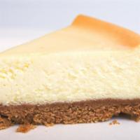 Cheesecake · A slice of New York style cheesecake.