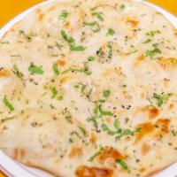 Garlic Naan · Bread topped with freshly chopped garlic.