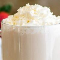 White Chocolate Frappe · Iced beverage blended to produce a tasty, foamy, and refreshing drink. Served cold with whip...