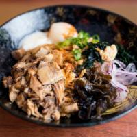 Kuro Buta · Mixed Noodles with sesame sauce, crispy onions, wakame seaweed, wood ear mushroom, toasted g...