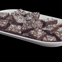 Fudge Brownies · 24 count. Rich, fudgy chocolate brownies dusted with powdered sugar.