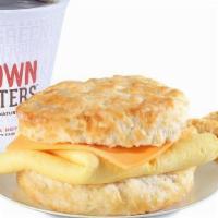 Egg & Cheese Biscuit Combo · Eggs and American cheese on a made-from-scratch buttermilk biscuit, served with Bo-Tato Roun...