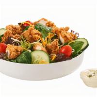 Bo'S Chicken Tenders Salad - 10:30Am To Close · 3 Chicken breast tenderloins marinated with a bold blend of seasonings served on a bed of fr...