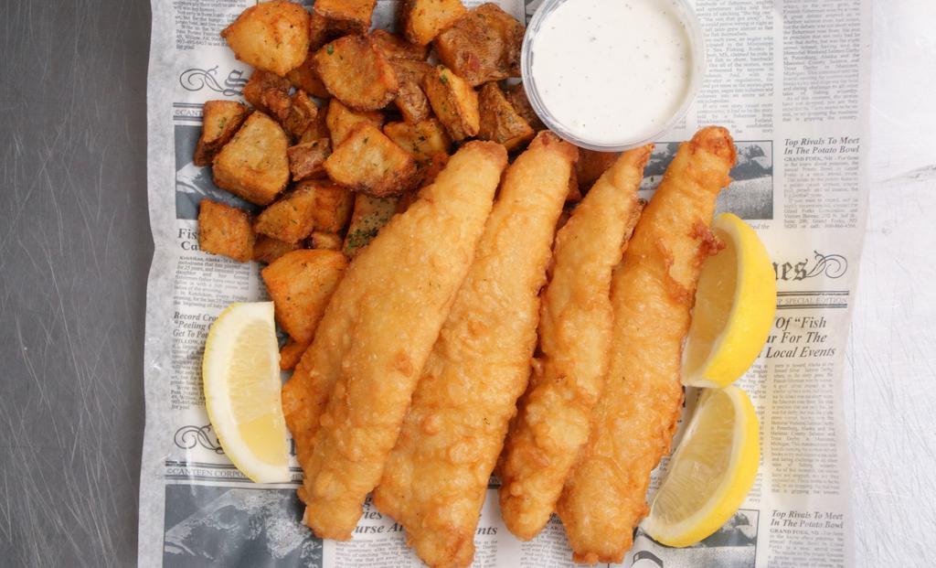 Lake Perch Snack · 4 pieces of lake perch with your choice of potatoes