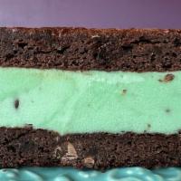 Mint Chip Brownie Sandwich · Mint Chip ice cream sandwiched between 2 brownies