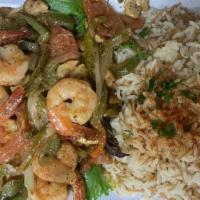 Shrimp Stir-Fry · Five jumbo shrimp sautéed with onions, carrots, broccoli and pepper with teriyaki sauce and ...