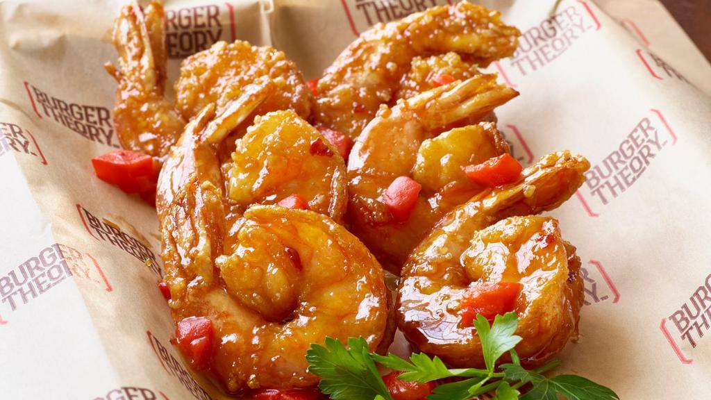 Firecracker Shrimp · Lightly fried jumbo shrimp with sweet red chili sauce.