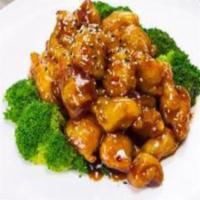 Sesame · Spicy. Breaded in a sweet, sour, and mildly spicy sauce and topped with sesame seeds and bro...