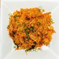Kimchi Fried Rice · Hot and spicy. Stir-fried with sauce, egg, kimchi, and onion.  Style choice: Tofu, Beef, Shr...