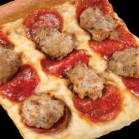 Sausage And Pepperoni Super Slice · 3/4 lb. super slice of our famous pan-style pizza. Includes zesty pizza sauce, Wisconsin moz...