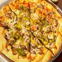 Veggie Pizza (9 Ins.) · Cheese, mushrooms, onion, green pepper and tomato.
