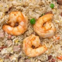 Com Chien Duong Chau · Special assorted combination fried rice with shrimp, smoked BBQ pork, sweet susage, egg, pea...