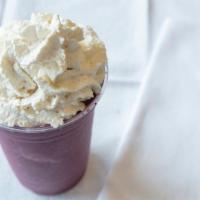 Very Berry Exclusive · Mixed berries, milk, chia seeds, raspberry syrup, vanilla-strawberry ice cream, whipped cream.