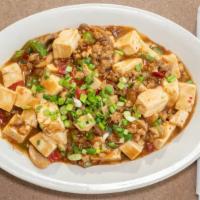 Ma Po Tofu · Pork, Mushroom, Red  Peppers, Tofu can be made Mild, Med, or Hot.