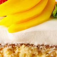 Tres Leches Cake · A traditional sponge cake- soaked in three kinds of milk: evaporated milk, condensed milk, a...